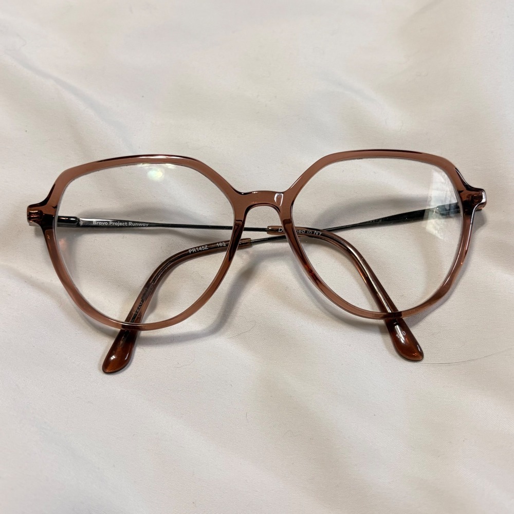 Project Runway Eyeglass Frames Geometric Design Translucent Brown PR145Z 183